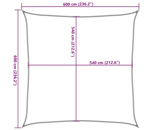 Toldo de vela HDPE verde claro 160 g/m² 6x6 m