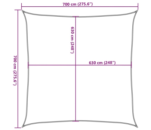 Toldo de vela HDPE verde claro 160 g/m² 7x7 m