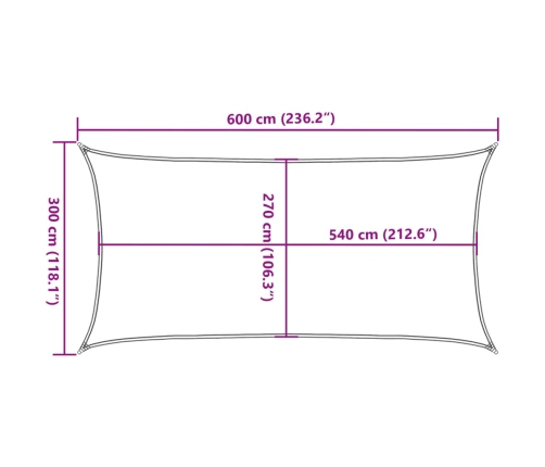 Toldo de vela HDPE verde claro 160 g/m² 3x6 m