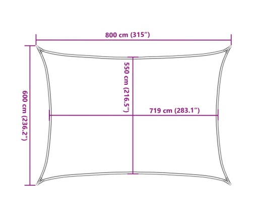 Toldo de vela HDPE verde claro 160 g/m² 6x8 m