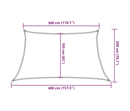 Toldo de vela HDPE verde claro 160 g/m² 3/4x2 m