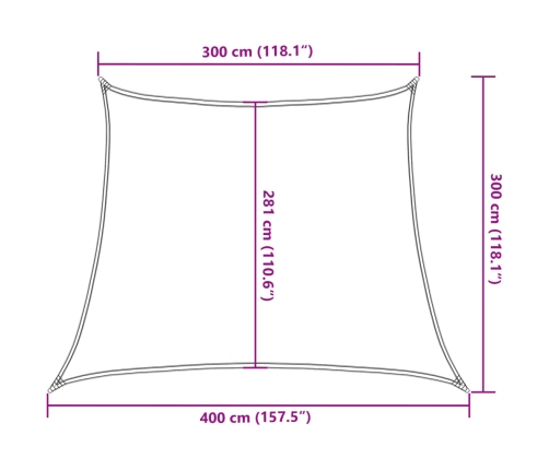 Toldo de vela HDPE verde claro 160 g/m² 3/4x3 m