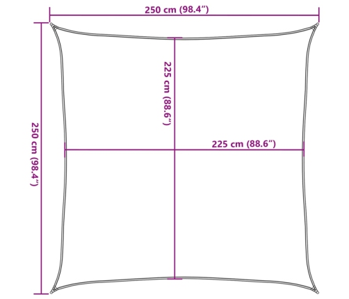 Toldo de vela cuadrado HDPE terracota 160 g/m² 2,5x2,5 m