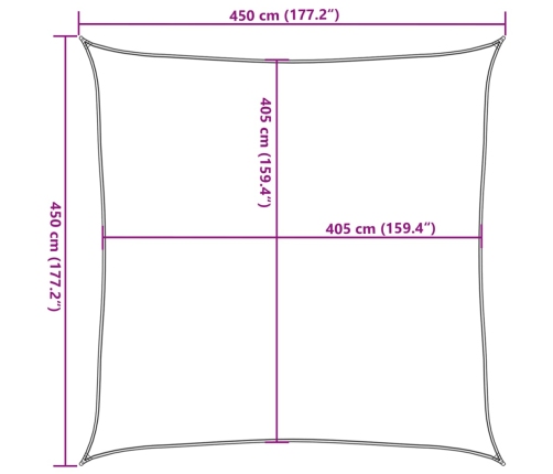 Toldo de vela cuadrado HDPE terracota 160 g/m² 4,5x4,5 m