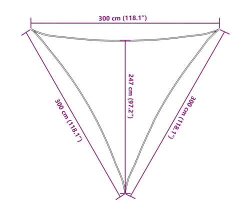Toldo de vela HDPE gris taupe 160 g/m² 3x3x3 m