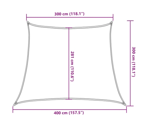 Toldo de vela HDPE gris taupe 160 g/m² 3/4x3 m