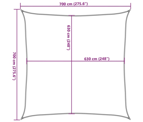 Toldo de vela HDPE verde oscuro 160 g/m² 7x7 m