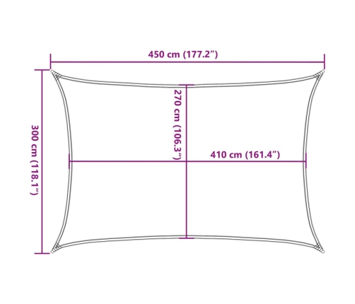 Toldo de vela verde oscuro HDPE 160 g/m² 3x4,5 m