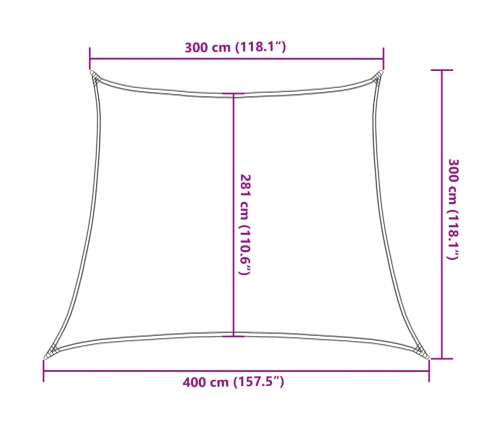 Toldo de vela verde oscuro HDPE 160 g/m² 3/4x3 m