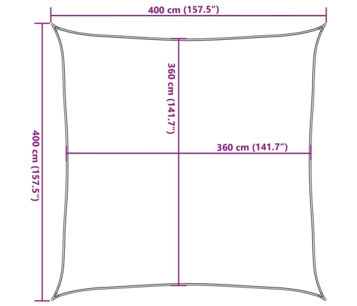 Toldo de vela cuadrado HDPE azul 160 g/m² 4x4 m