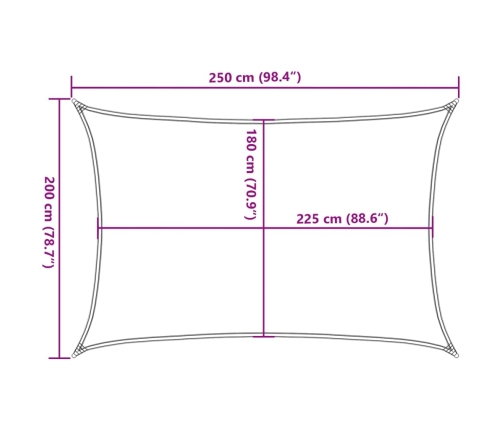 Toldo de vela azul HDPE 160 g/m² 2x2,5 m