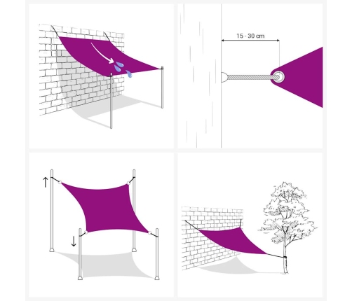 Toldo de vela rectangular HDPE azul 160 g/m² 3,5x4,5 m