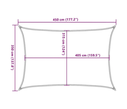 Toldo de vela rectangular HDPE azul 160 g/m² 3,5x4,5 m