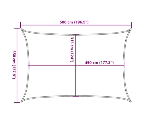 Toldo de vela rectangular HDPE terracota 160 g/m² 3,5x5 m