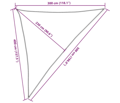 Toldo de vela triangular HDPE azul 160 g/m² 3x4x5 m