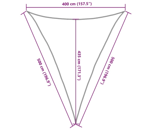 Toldo de vela triangular HDPE azul 160 g/m² 4x5x5 m