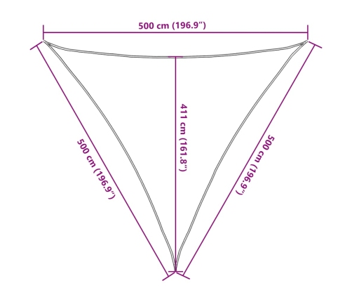 Toldo de vela triangular HDPE azul 160 g/m² 5x5x5 m