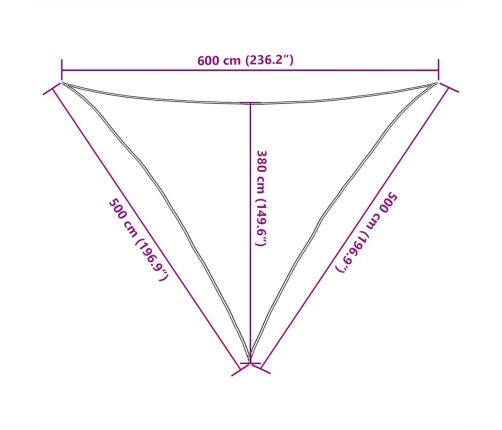 Toldo de vela triangular HDPE azul 160 g/m² 5x5x6 m