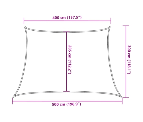 Toldo de vela trapecio HDPE azul 160 g/m² 4/5x3 m