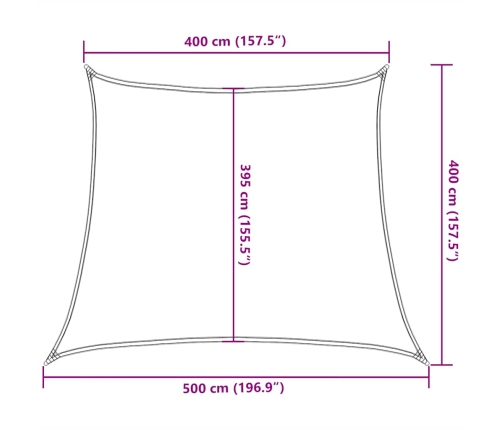 Toldo de vela trapecio HDPE azul 160 g/m² 4/5x4 m