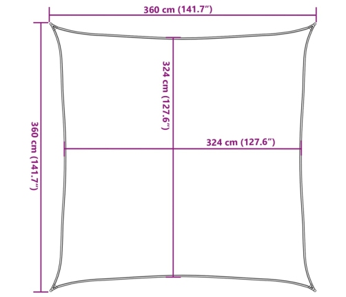 Toldo de vela HDPE amarillo 160 g/m² 3,6x3,6 m