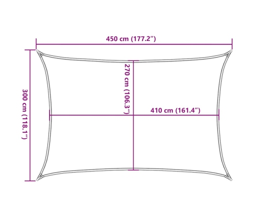 Toldo de vela amarillo HDPE 160 g/m² 3x4,5 m