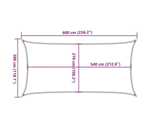 Toldo de vela HDPE amarrilo 160 g/m² 3x6 m