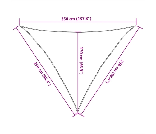 Toldo de vela triangular HDPE amarillo 160 g/m² 2,5x2,5x3,5 m