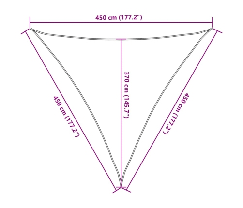 Toldo de vela triangular HDPE amarillo 160 g/m² 4,5x4,5x4,5 m