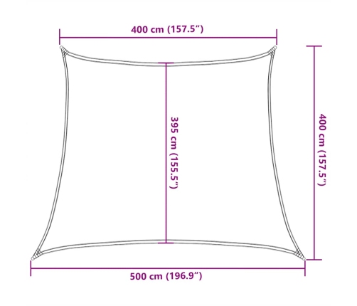 Toldo de vela trapecio HDPE amarillo 160 g/m² 4/5x4 m