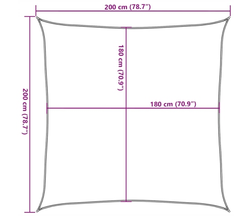 Toldo de vela HDPE naranja 160 g/m² 2x2 m