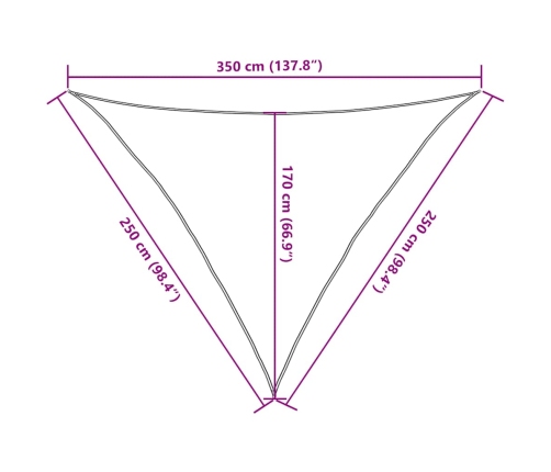 Toldo de vela triangular HDPE naranja 160 g/m² 2,5x2,5x3,5 m