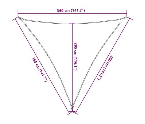 Toldo de vela triangular HDPE naranja 160 g/m² 3,6x3,6x3,6 m