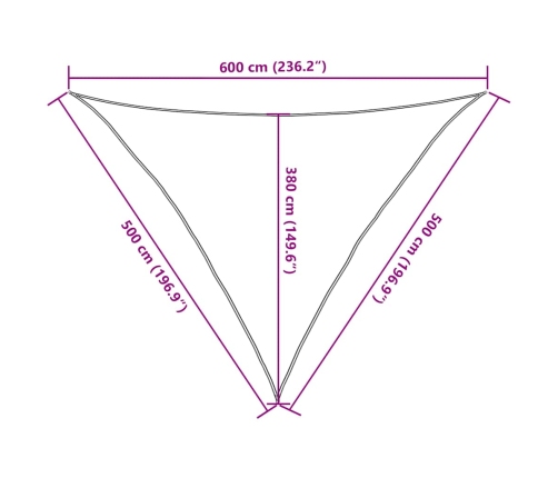 Toldo de vela triangular HDPE naranja 160 g/m² 5x5x6 m