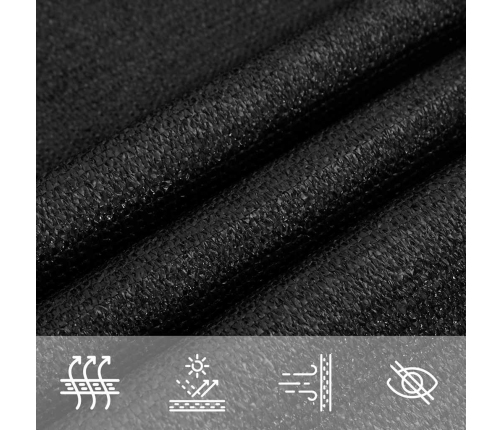 Toldo de vela triangular HDPE negro 160 g/m² 5x7x7 m