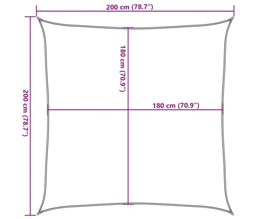 Toldo de vela HDPE marrón 160 g/m² 2x2 m