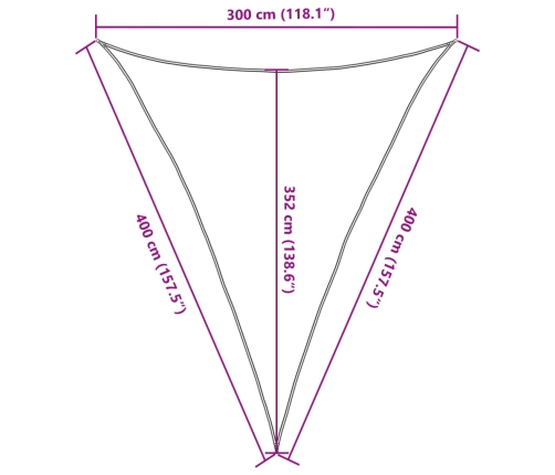 Toldo de vela HDPE marrón 160 g/m² 3x4x4 m