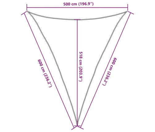 Toldo de vela HDPE marrón 160 g/m² 5x6x6 m