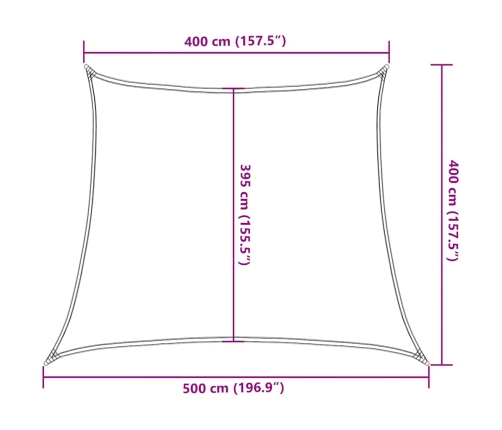 Toldo de vela trapecio HDPE marrón 160 g/m² 4/5x4 m