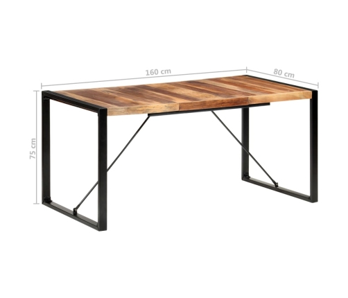 Mesa de comedor madera maciza con acabado sheesham 160x80x75 cm