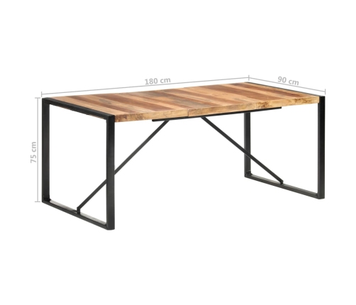 vidaXL Mesa de comedor madera maciza con acabado sheesham 180x90x75 cm