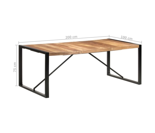 Mesa de comedor madera maciza con acabado sheesham 200x100x75cm