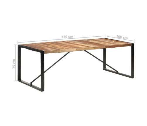 Mesa de comedor madera maciza y acabado sheesham 220x100x75 cm