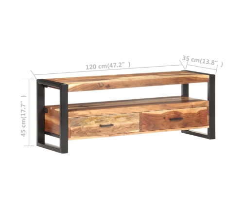 Mueble de TV madera maciza con acabado miel 120x35x45 cm