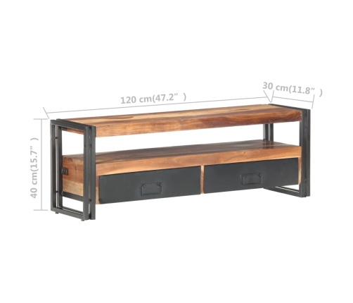 Mueble para TV madera maciza acabado de sheesham 120x30x40 cm