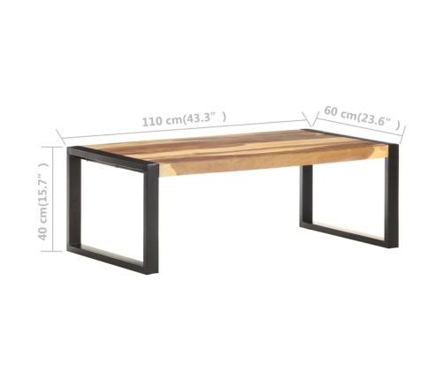 Mesa de centro de madera maciza 110x60x40 cm