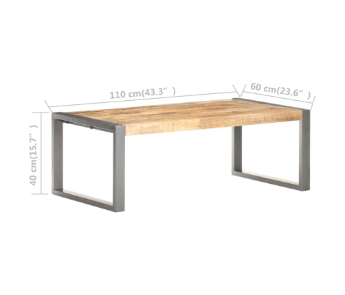 Mesa de centro madera de mango rugosa 110x60x40 cm