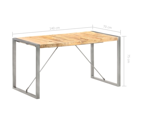 Mesa de comedor madera maciza de mango rugosa 140x70x75 cm