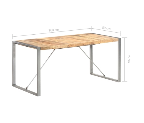 Mesa de comedor madera maciza de mango rugosa 160x80x75 cm