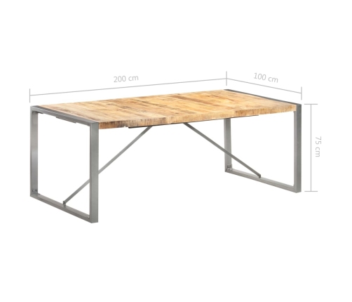 Mesa de comedor madera maciza de mango rugosa 200x100x75 cm